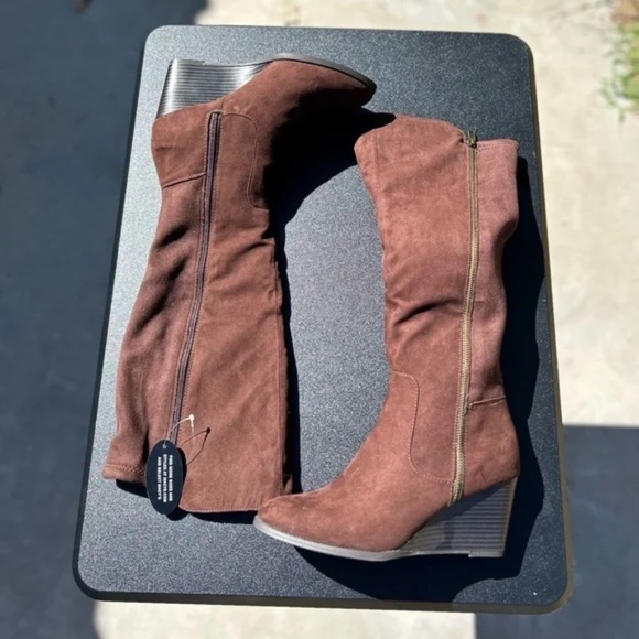 Style & Co. Shoes - Style & Co Women's Knee High Wedge Boots in Chocolate Brown